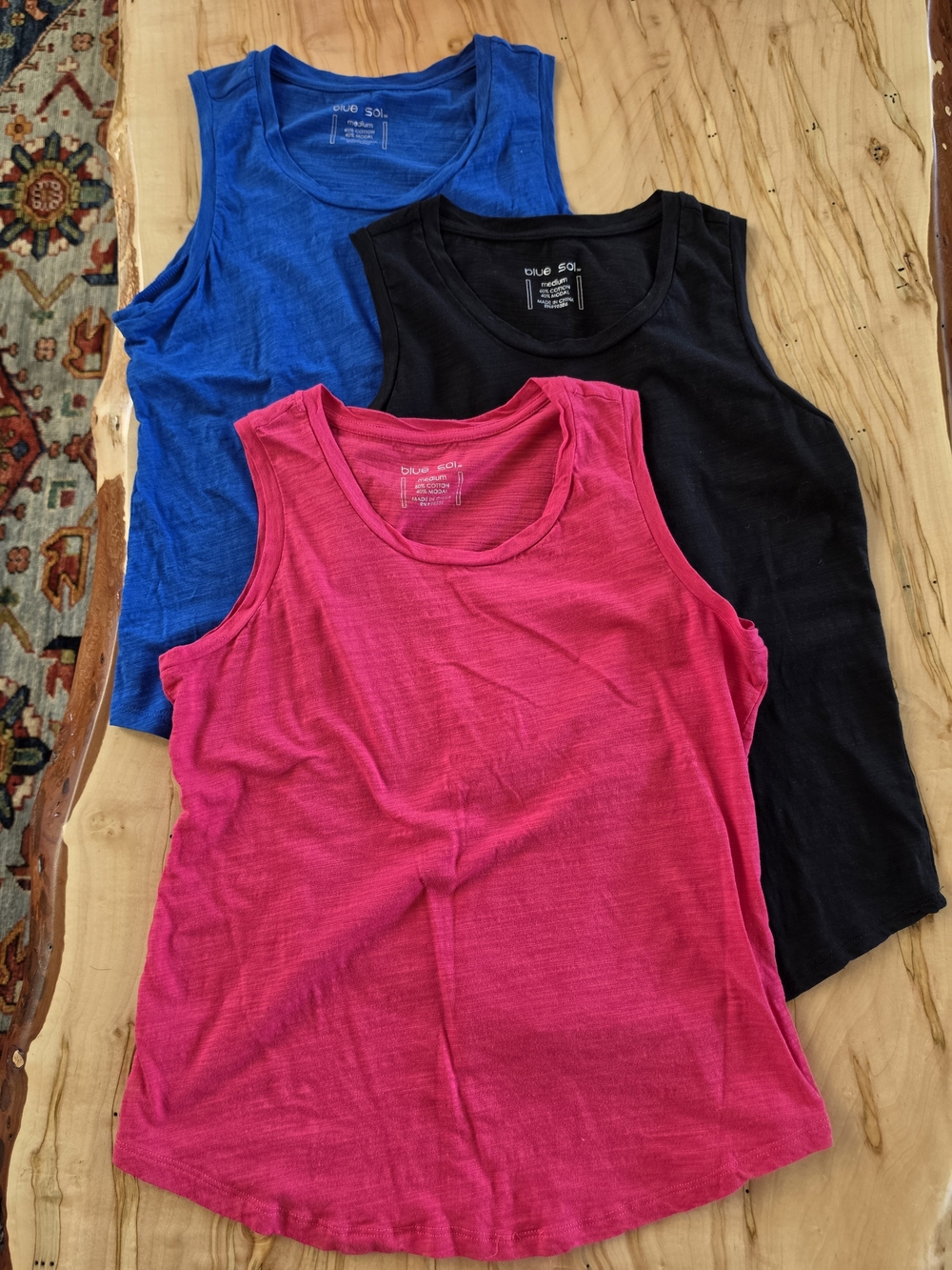 Blue Sol Women's Sleeveless Tank Tops - Pink, Blue, Black - Set/3 Size M EUC